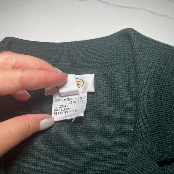 Talbots Vtg Cardigan Sweater Button Front Blazer Large Green 100% Wool Knit EUC - Picture 3 of 11